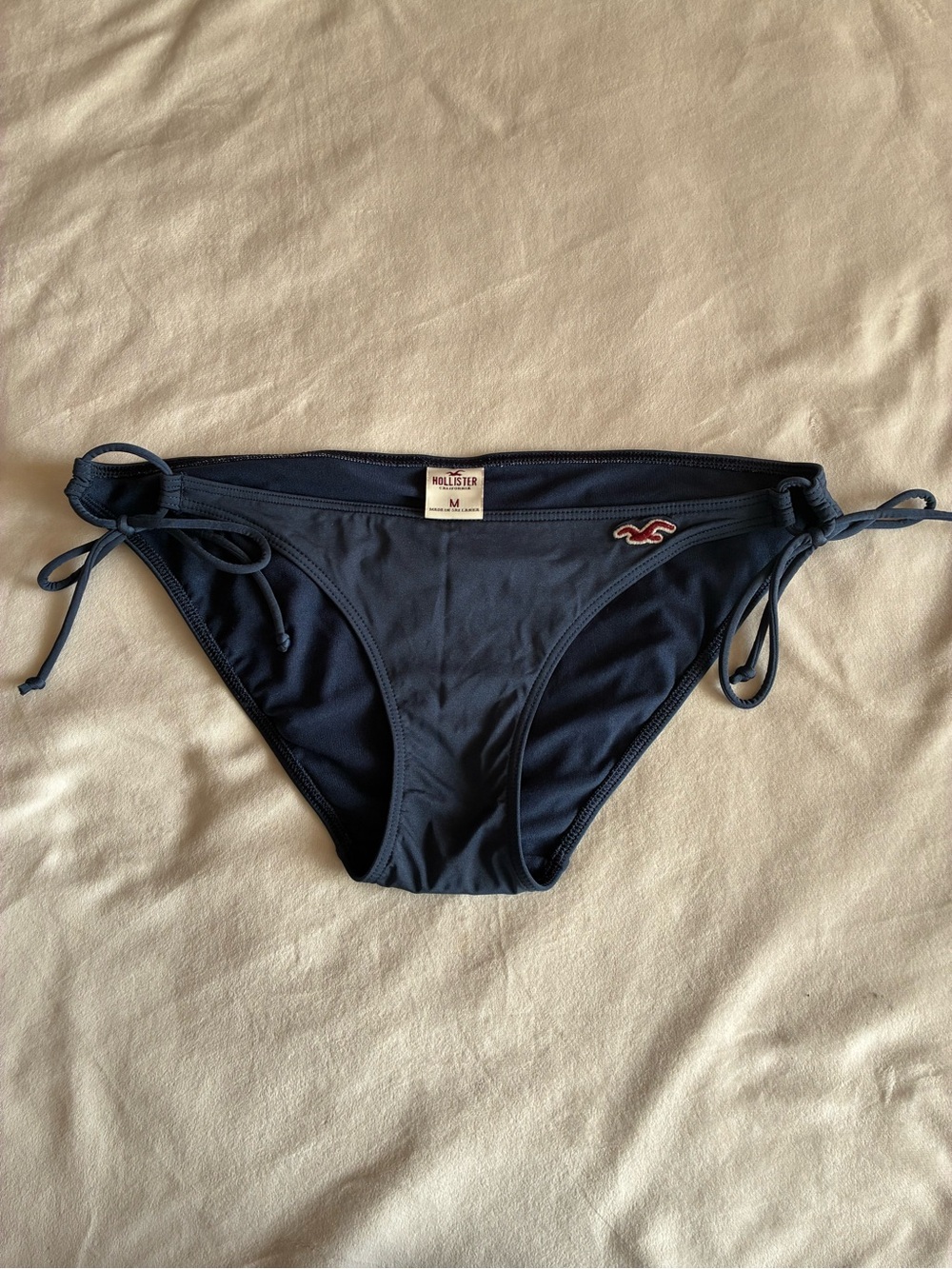 Hollister Navy Blue Side Tie Bikini Bottoms Swim Size Medium